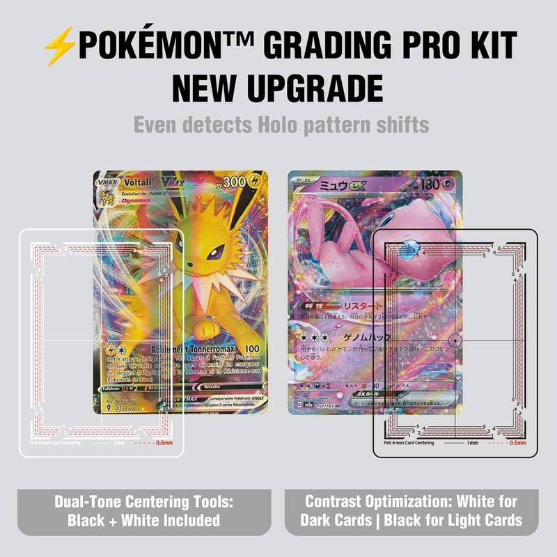 Flinduy Card Centering Grading Tool Kit Compatible for Pokemon TCG, Trading Card Grading Set with Thickness Measuring Card, Measuring & Cleaning Accessories for Collectible Cards - Image 3